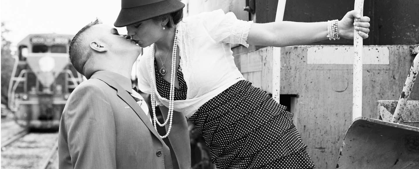 Vintage theme wedding photography at train depot in Dallas Texas.