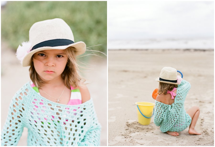 Little girl playing in Galveston captured on Fuji 400H.