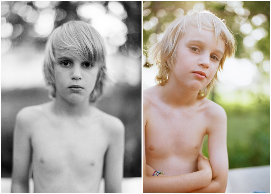 Boy with long blond hair getting haircut