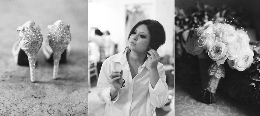 Bride getting ready on ilford delta 3200 film.
