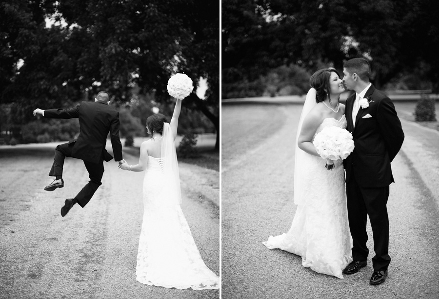 Newly married Groom clicks his heels.