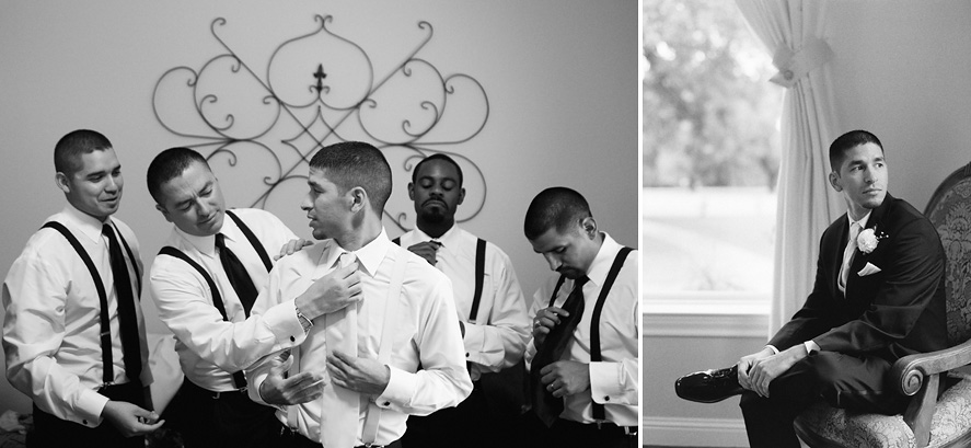 Groomsmen getting ready at the orchard in azle.