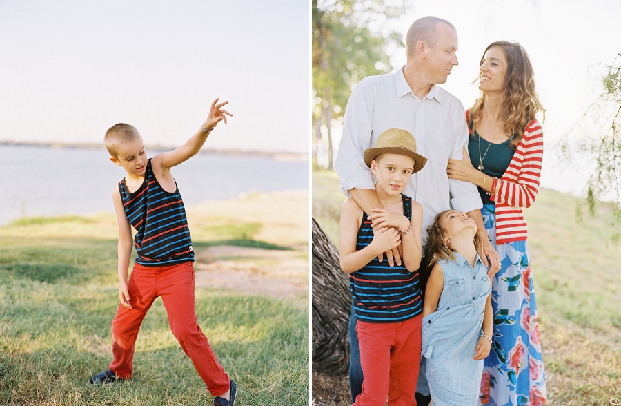 Mixed patterns and bright colorful clothing for family sessions.