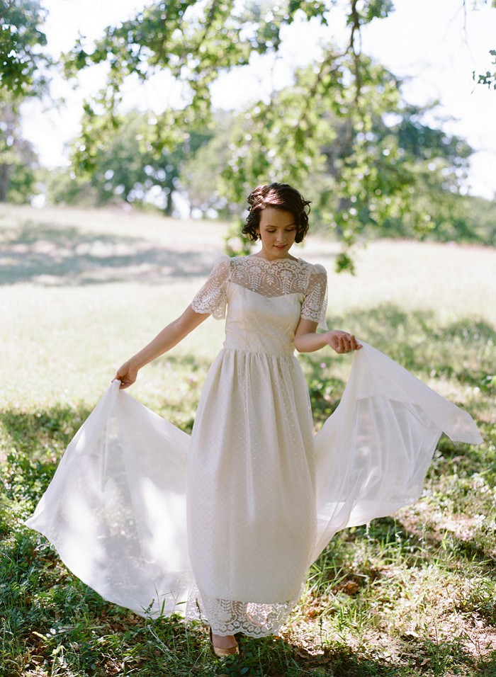 Retro wedding dress and shawl.