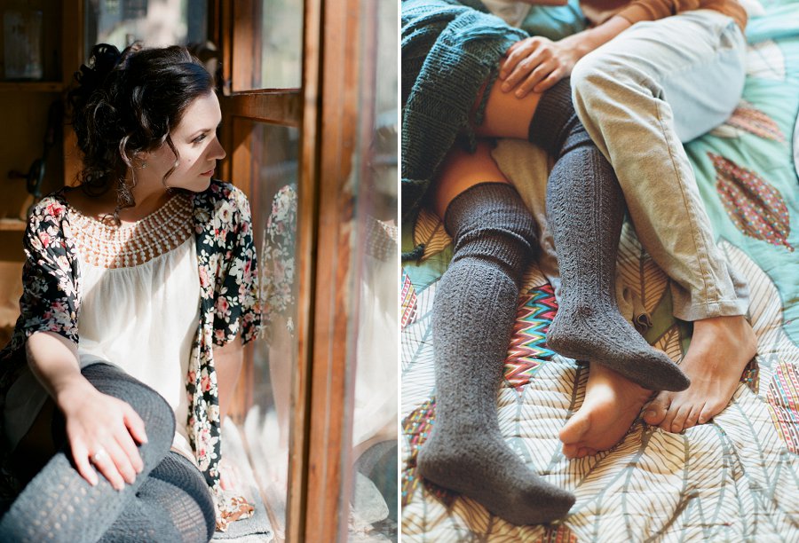 Intimate cabin engagement session.