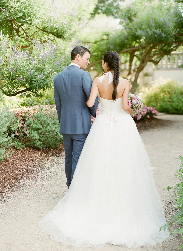 Get married at the Dallas arboretum poetry garden by Jenny McCann.